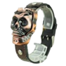 Часы наручные с циферблатом в форме бронзового черепа (коричневый кожаный ремешок)
