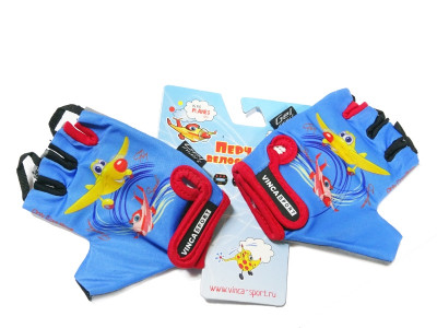 Перчатки вело детские,Planes, синие с красной окантовкой, размер 6XS