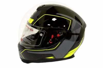 Шлем интеграл COBRA JK318, черный/зеленый, черный/красный, с очками, размеры XL