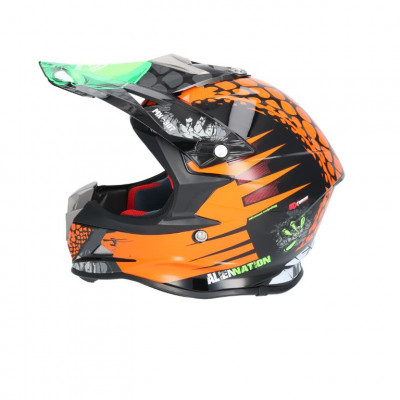 Шлем кросс SHIRO MX-307, Alien Nation, цвет Orange, размер S