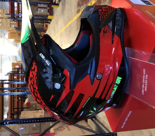 Шлем кросс SHIRO MX-307, Alien Nation, цвет Red, размер S