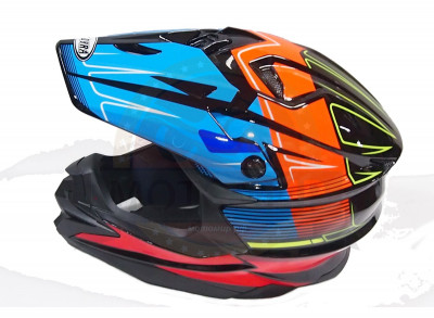 Шлем кроссовый COBRA JK803, черн-сине-оранжчерн-бел.с красным, черн-сер с белым, размеры M