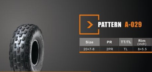 Покрышка ATV 8" 20 х 7,00 - 8 (А-029) без камеры, передние SUN.F