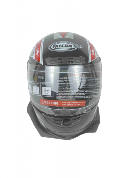 Шлем интеграл FALCON XZF-03, размер XL , c пелериной по кругу, иск. кожа и мех, закрывает шею