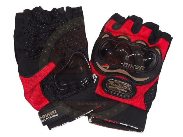 Перчатки Pro-biker MCS-04 без пальцев с защитой текстиль-сетка красные XL