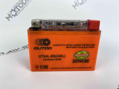 Аккумулятор 12В 4 А/ч UTX4L-BS iGEL, OUTDO (114х70х86) обратная пол для Альфы