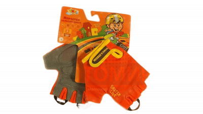Перчатки велосипедные детские, Skater, оранжевые с желтым, размер 7XS