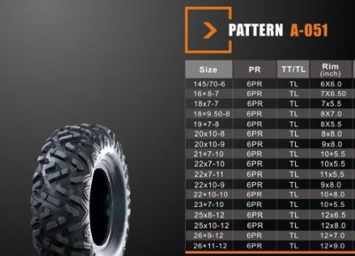 Покрышка ATV 10" 21 х 7,00 - 10 (А-051) без камеры, передние SUN.F