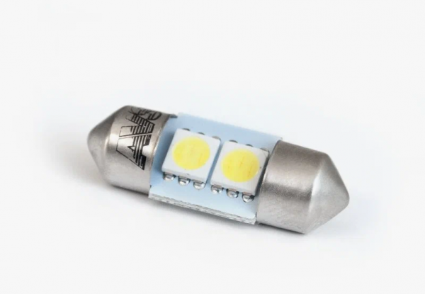 Лампа светодиодная 2 диода LED Т11*36 цоколь C5W SV8.5 2W яркая синяя