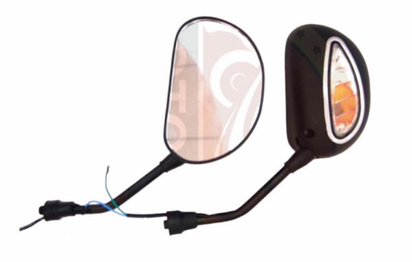 Зеркала d10 пластик бобовидные чёрные поворотник