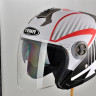 Шлем открытый YM-623 "YAMAPA", бело-красный, р-р L (прозр.визор)