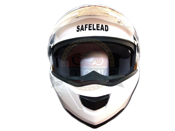 Шлем трансформер "Safelead" LX-119 с встр. очками, белый перламутр СЕРЕБРИСТЫЙ, размер М