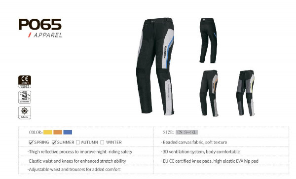 Брюки SCOYCO P065, черные с желтой полоской, размер XL