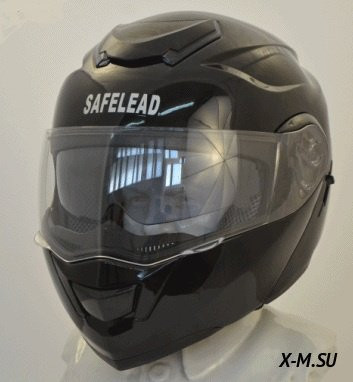 Шлем трансформер "Safelead" LX-119 с встр. очками, черный, серебристый размер ХL