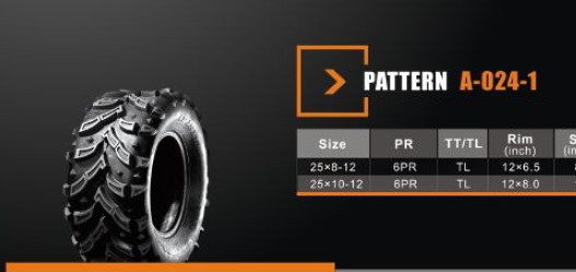 Покрышка ATV 12" 25 х 10,00 - 12 (А-024-1) без камеры, SUN.F