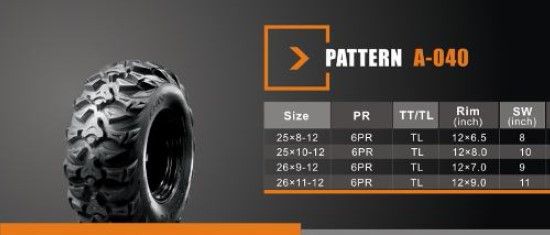 Покрышка ATV 12" 25 х 10,00 - 12 (А-040) без камеры, SUN.F