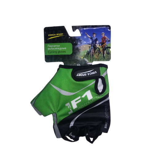 Перчатки велосипедные мужские, цвет черный с зеленым (F1), размер L