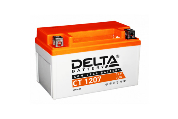 Аккумулятор 12В 7 А/ч, кислотный AGM ( (Delta CT 1207.1) (114x71x131) обратная полярность