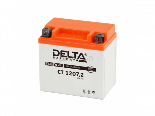 Аккумулятор 12В 7 А/ч, кислотный AGM ( (Delta CT 1207.2) (114x70x108) обратная полярность