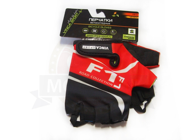 Перчатки велосипедные, цвет черный с красным (F1), размер XS