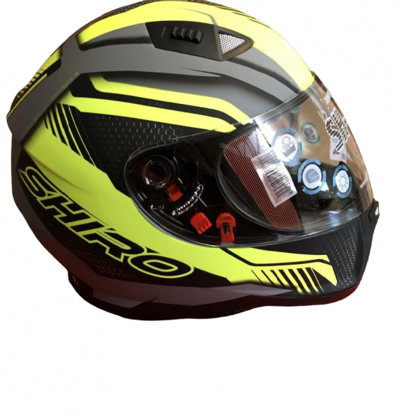 Шлем интеграл SHIRO SH-881sv, MOTEGI 2, цвет MATT BLACK FLUOR YELLOW размер М