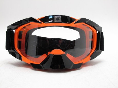 Очки мотокросс/спорт SCOUT (NK-1015) незапотевающие, черн/оранж, резинка с силиконом