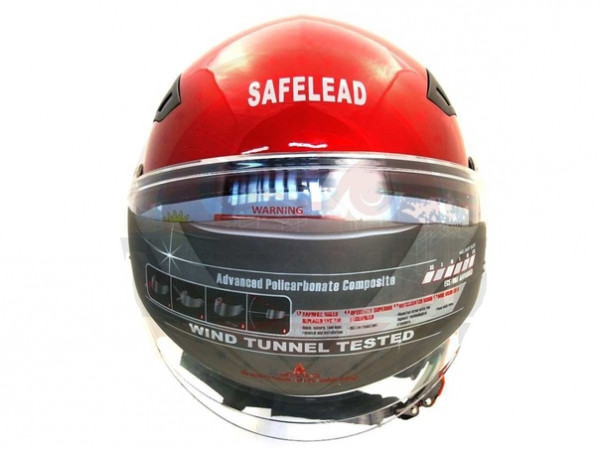 Шлем открытый "Safelead" LX-256 "колобки с доп. стеклом" красный L