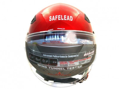 Шлем открытый "Safelead" LX-256 "колобки с доп. стеклом" красный M