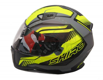 Шлем интеграл SHIRO SH-881sv, MOTEGI 2, цвет MATT BLACK FLUOR YELLOW, размер XXL