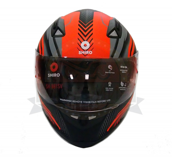 Шлем интеграл SHIRO SH-881sv, MOTEGI 2, цвет MATT BLACK ORANGE, размер M