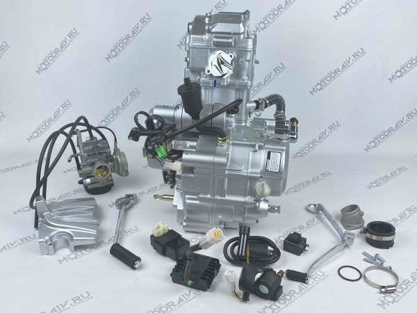 Двигатель 4Т 250 см3, 174MN-3, CBS300, ZONGSHEN, 4х клап эл+кик, жидк. охл. + РАДИАТОР