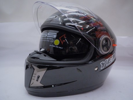 Шлем интеграл YM-828 "YAMAPA", черный, черно-красный, размер S внутренние солнцезащ. ОЧКИ