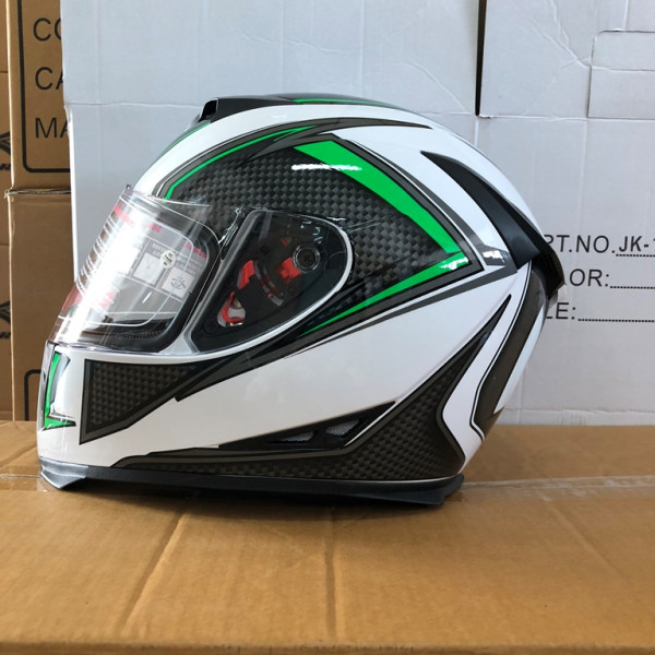 Шлем интеграл COBRA JK311, белый с черным и зеленым, размеры M