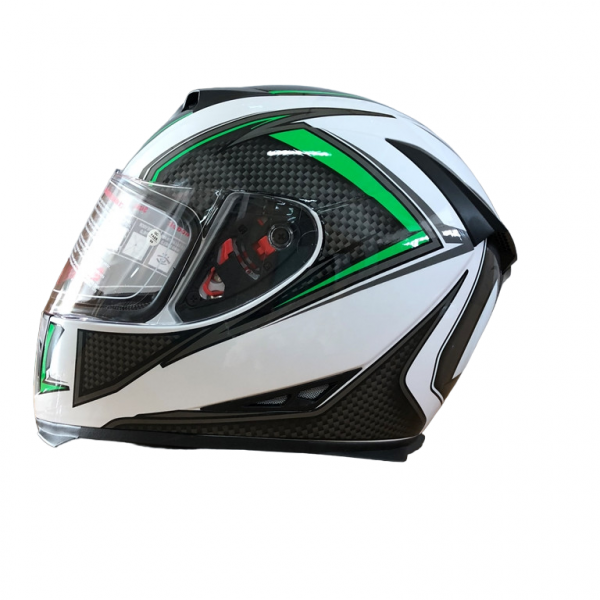 Шлем интеграл COBRA JK311, белый с черным и зеленым, размеры M