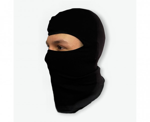 Подшлемник закрытое лицо, х/б 100% (сплошной вырез для глаз, вырез для рта, черного цвета)