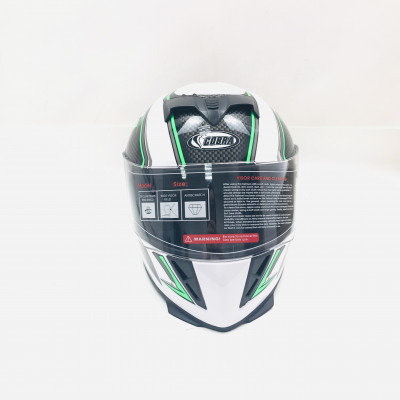 Шлем интеграл Cobra JK311 белый с черным и зеленым размеры XL