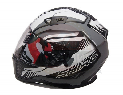 Шлем интеграл SHIRO SH-881sv, MOTEGI 2, цвет MATT BLACK WHITE, размер XL