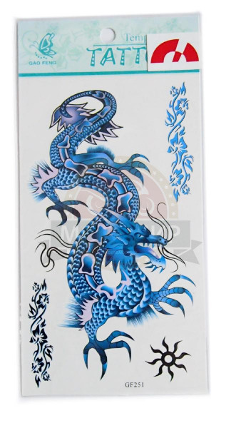 Татуировка временная (набор) GF251 (легко наносится), "Темно-синий китайский дракон")