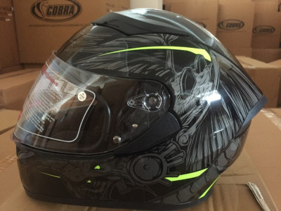 Шлем интеграл COBRA JK315, черный, с серой графикой, размеры S