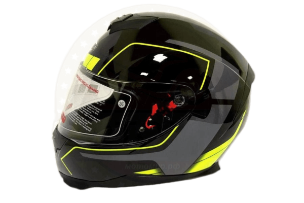 Шлем интеграл COBRA JK318, черный/зеленый, черный/красный, с очками, размеры L