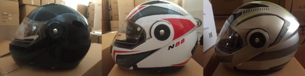 Шлем модуляр COBRA JK115, черный, белый с красным, серый размеры L внутр.солнцезащ.ОЧКИ